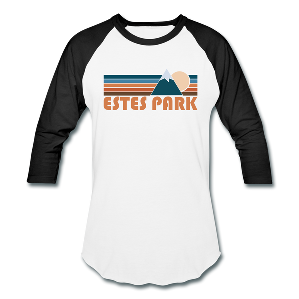 Estes Park, Colorado Baseball T-Shirt - Retro Mountain Unisex Estes Park Raglan T Shirt - white/black