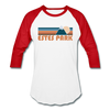 Estes Park, Colorado Baseball T-Shirt - Retro Mountain Unisex Estes Park Raglan T Shirt - white/red