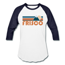 Frisco, Colorado Baseball T-Shirt - Retro Mountain Unisex Frisco Raglan T Shirt - white/navy