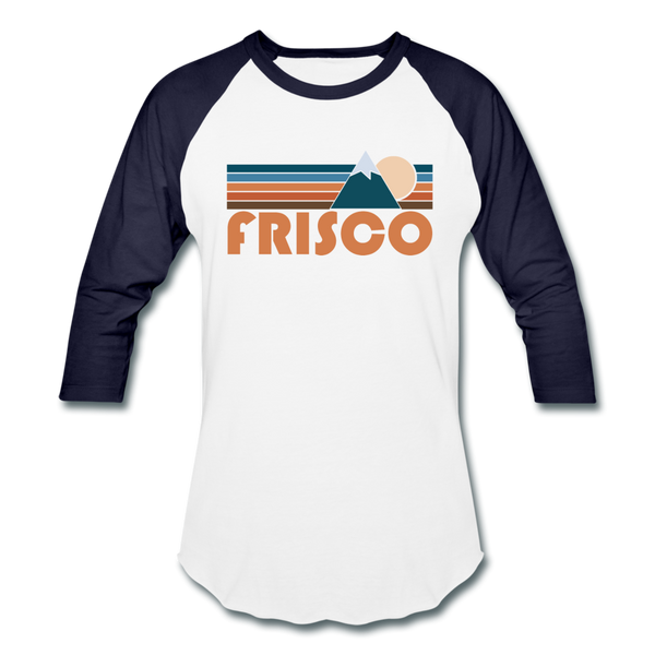 Frisco, Colorado Baseball T-Shirt - Retro Mountain Unisex Frisco Raglan T Shirt - white/navy