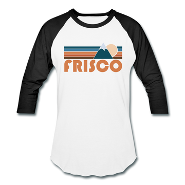Frisco, Colorado Baseball T-Shirt - Retro Mountain Unisex Frisco Raglan T Shirt - white/black