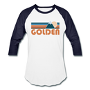Golden, Colorado Baseball T-Shirt - Retro Mountain Unisex Golden Raglan T Shirt - white/navy