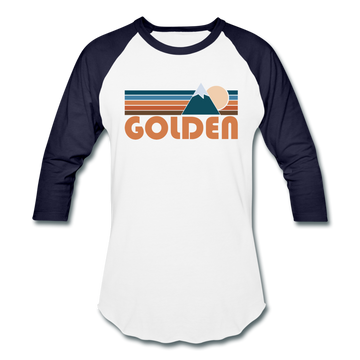 Golden, Colorado Baseball T-Shirt - Retro Mountain Unisex Golden Raglan T Shirt - white/navy