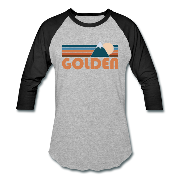 Golden, Colorado Baseball T-Shirt - Retro Mountain Unisex Golden Raglan T Shirt - heather gray/black