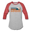 Golden, Colorado Baseball T-Shirt - Retro Mountain Unisex Golden Raglan T Shirt - heather gray/red