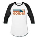 Golden, Colorado Baseball T-Shirt - Retro Mountain Unisex Golden Raglan T Shirt - white/black