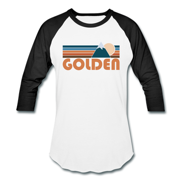 Golden, Colorado Baseball T-Shirt - Retro Mountain Unisex Golden Raglan T Shirt - white/black