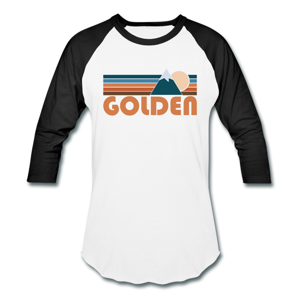 Golden, Colorado Baseball T-Shirt - Retro Mountain Unisex Golden Raglan T Shirt - white/black