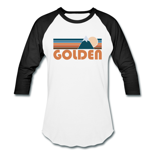 Golden, Colorado Baseball T-Shirt - Retro Mountain Unisex Golden Raglan T Shirt - white/black