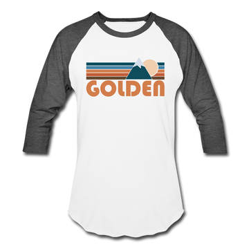 Golden, Colorado Baseball T-Shirt - Retro Mountain Unisex Golden Raglan T Shirt - white/charcoal