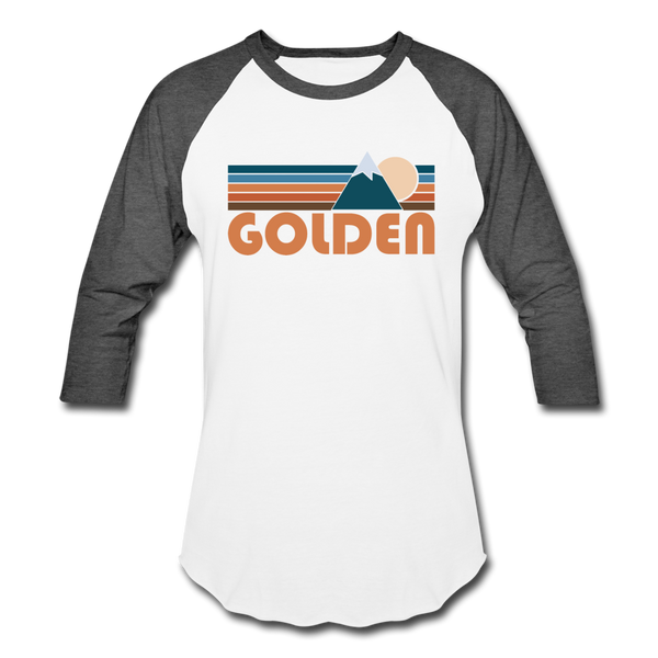Golden, Colorado Baseball T-Shirt - Retro Mountain Unisex Golden Raglan T Shirt - white/charcoal