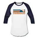 Durango, Colorado Baseball T-Shirt - Retro Mountain Unisex Durango Raglan T Shirt - white/navy