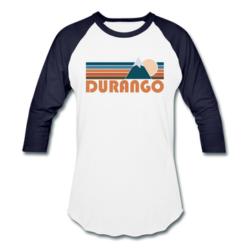 Durango, Colorado Baseball T-Shirt - Retro Mountain Unisex Durango Raglan T Shirt - white/navy