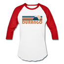 Durango, Colorado Baseball T-Shirt - Retro Mountain Unisex Durango Raglan T Shirt - white/red