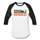 Idaho Baseball T-Shirt - Retro Mountain Unisex Idaho Raglan T Shirt - white/black