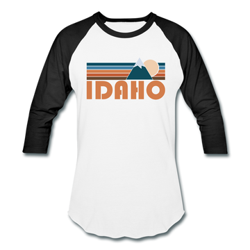Idaho Baseball T-Shirt - Retro Mountain Unisex Idaho Raglan T Shirt - white/black