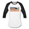Idaho Baseball T-Shirt - Retro Mountain Unisex Idaho Raglan T Shirt - white/black