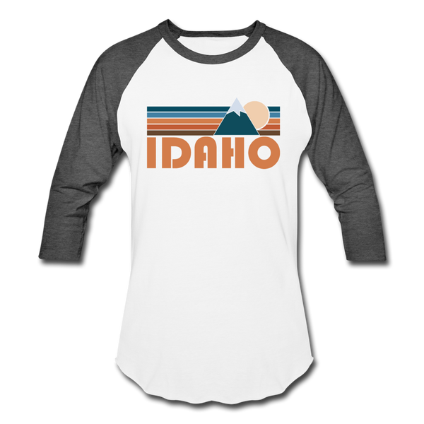 Idaho Baseball T-Shirt - Retro Mountain Unisex Idaho Raglan T Shirt - white/charcoal