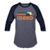 Idaho Baseball T-Shirt - Retro Mountain Unisex Idaho Raglan T Shirt - heather blue/navy