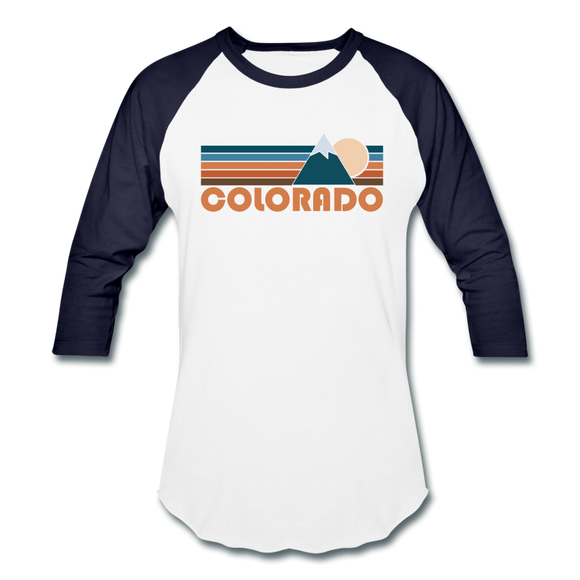 Colorado Baseball T-Shirt - Retro Mountain Unisex Colorado Raglan T Shirt - white/navy