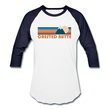 Crested Butte, Colorado Baseball T-Shirt - Retro Mountain Unisex Crested Butte Raglan T Shirt - white/navy