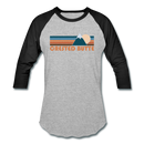 Crested Butte, Colorado Baseball T-Shirt - Retro Mountain Unisex Crested Butte Raglan T Shirt - heather gray/black