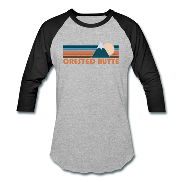 Crested Butte, Colorado Baseball T-Shirt - Retro Mountain Unisex Crested Butte Raglan T Shirt - heather gray/black