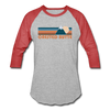 Crested Butte, Colorado Baseball T-Shirt - Retro Mountain Unisex Crested Butte Raglan T Shirt - heather gray/red