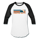 Crested Butte, Colorado Baseball T-Shirt - Retro Mountain Unisex Crested Butte Raglan T Shirt - white/black