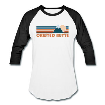 Crested Butte, Colorado Baseball T-Shirt - Retro Mountain Unisex Crested Butte Raglan T Shirt - white/black