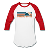 Crested Butte, Colorado Baseball T-Shirt - Retro Mountain Unisex Crested Butte Raglan T Shirt - white/red