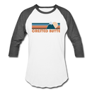 Crested Butte, Colorado Baseball T-Shirt - Retro Mountain Unisex Crested Butte Raglan T Shirt - white/charcoal
