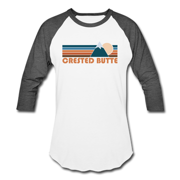 Crested Butte, Colorado Baseball T-Shirt - Retro Mountain Unisex Crested Butte Raglan T Shirt - white/charcoal