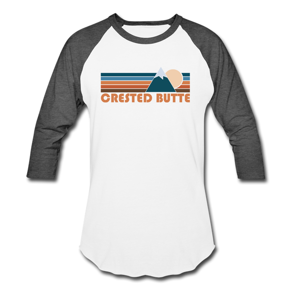 Crested Butte, Colorado Baseball T-Shirt - Retro Mountain Unisex Crested Butte Raglan T Shirt - white/charcoal