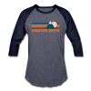 Crested Butte, Colorado Baseball T-Shirt - Retro Mountain Unisex Crested Butte Raglan T Shirt - heather blue/navy