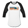 Fort Collins, Colorado Baseball T-Shirt - Retro Mountain Unisex Fort Collins Raglan T Shirt - white/black
