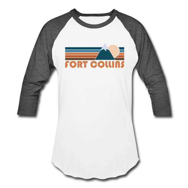 Fort Collins, Colorado Baseball T-Shirt - Retro Mountain Unisex Fort Collins Raglan T Shirt - white/charcoal