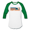 Fort Collins, Colorado Baseball T-Shirt - Retro Mountain Unisex Fort Collins Raglan T Shirt - white/kelly green
