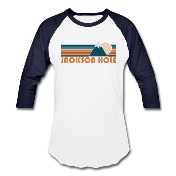 Jackson Hole, Wyoming Baseball T-Shirt - Retro Mountain Unisex Jackson Hole Raglan T Shirt - white/navy