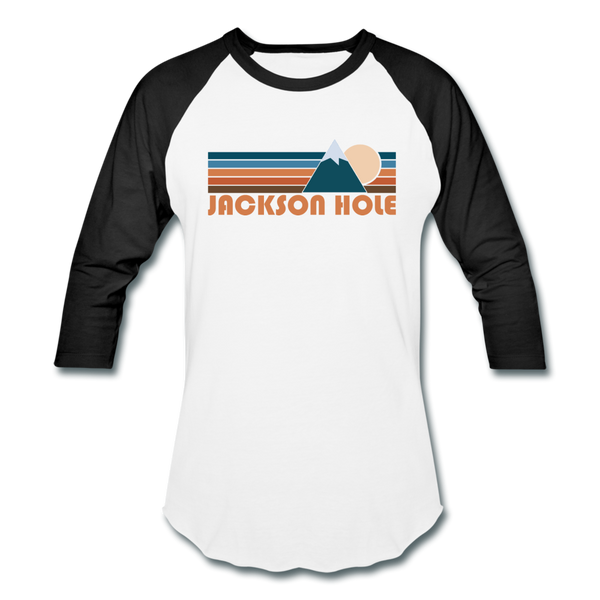 Jackson Hole, Wyoming Baseball T-Shirt - Retro Mountain Unisex Jackson Hole Raglan T Shirt - white/black