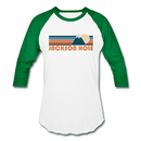 Jackson Hole, Wyoming Baseball T-Shirt - Retro Mountain Unisex Jackson Hole Raglan T Shirt - white/kelly green