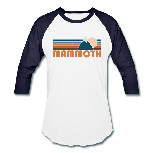 Mammoth, California Baseball T-Shirt - Retro Mountain Unisex Mammoth Raglan T Shirt - white/navy