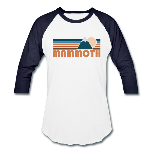 Mammoth, California Baseball T-Shirt - Retro Mountain Unisex Mammoth Raglan T Shirt - white/navy
