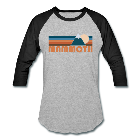 Mammoth, California Baseball T-Shirt - Retro Mountain Unisex Mammoth Raglan T Shirt - heather gray/black