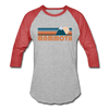 Mammoth, California Baseball T-Shirt - Retro Mountain Unisex Mammoth Raglan T Shirt - heather gray/red