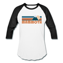 Mammoth, California Baseball T-Shirt - Retro Mountain Unisex Mammoth Raglan T Shirt - white/black