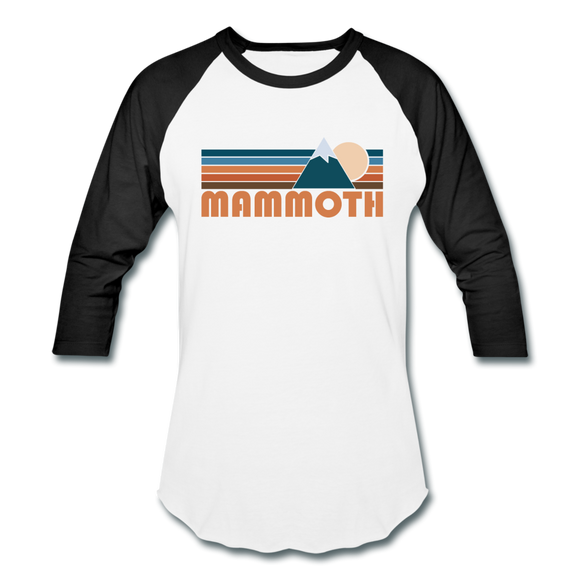 Mammoth, California Baseball T-Shirt - Retro Mountain Unisex Mammoth Raglan T Shirt - white/black