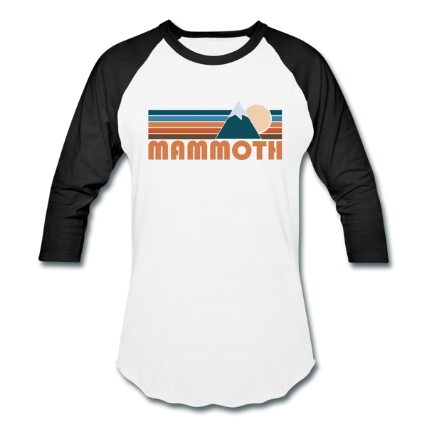 Mammoth, California Baseball T-Shirt - Retro Mountain Unisex Mammoth Raglan T Shirt - white/black