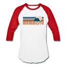 Mammoth, California Baseball T-Shirt - Retro Mountain Unisex Mammoth Raglan T Shirt - white/red