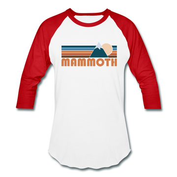 Mammoth, California Baseball T-Shirt - Retro Mountain Unisex Mammoth Raglan T Shirt - white/red